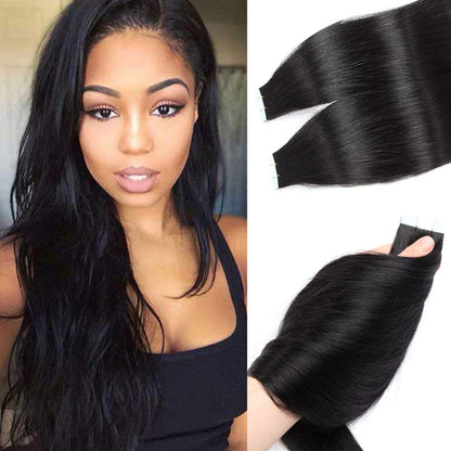 TAPE-IN | Hair Extension Installation Method Service We supply Your hair- Yes | Tape in Hair Extensions Human Hair 100% Remy Human Hair Natural Black 50g/pack 20pcs Straight Seamless Skin Weft Tape Hair Extensions(up to 24 inches #1B Off Black)- 20Pcs 60g Tape in Human Hair Extensions Human Hair Hair Tape in Extensions Seamless Skin Weft Invisible Double Sided Glue in Hair Silky Straight...  Premium Raw Virgin Human Hair Bundles Straight/Body/Deep/Curly Wave Extensions