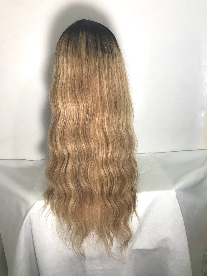 Shop Custom blonde wig with dark roots human hair